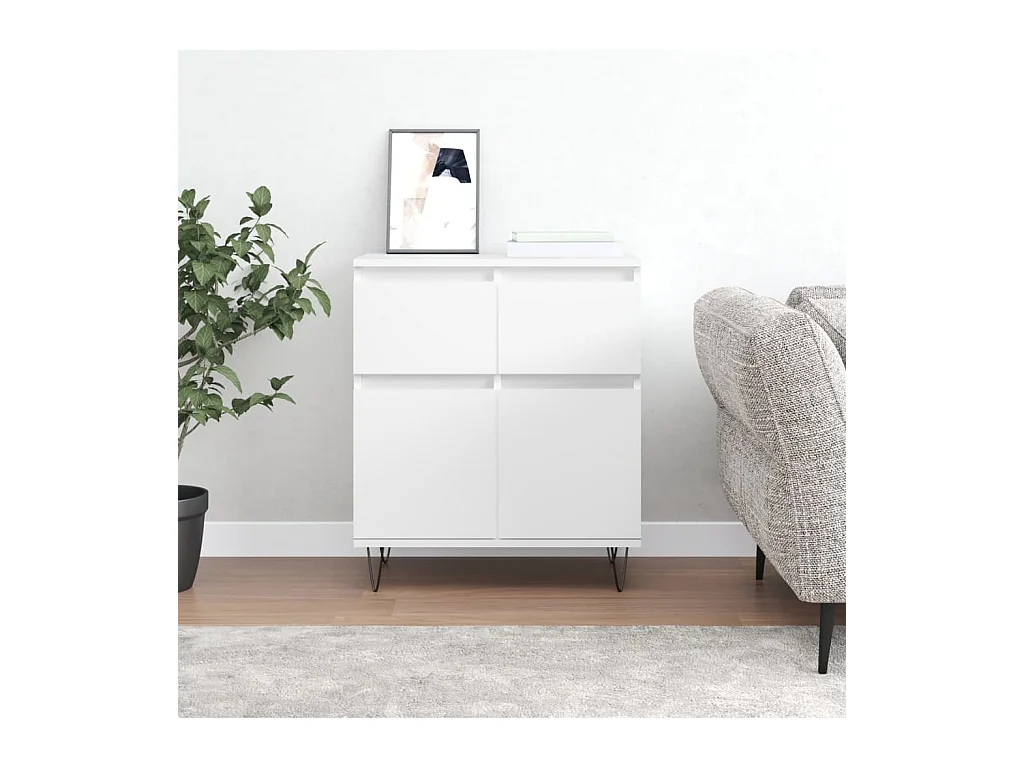 Aparador de madera contrachapada blanco 60x35x70 cm
