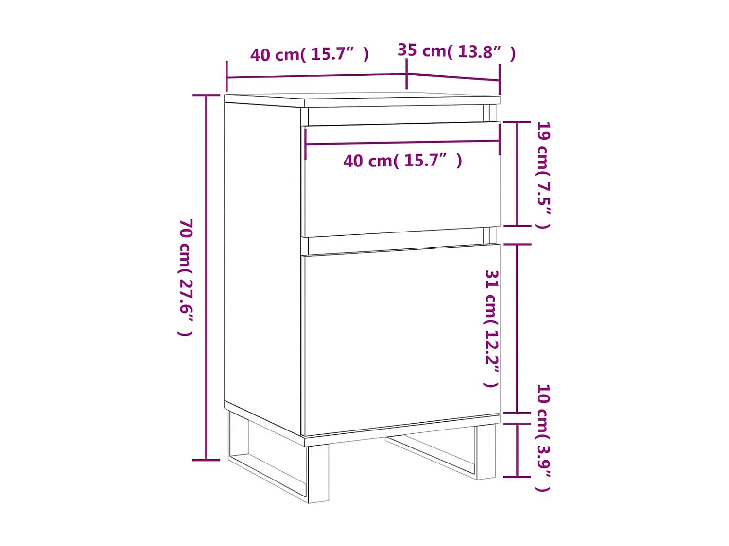 Sideboards 2 Stk. Betongrau 40x35x70 cm Holzwerkstoff
