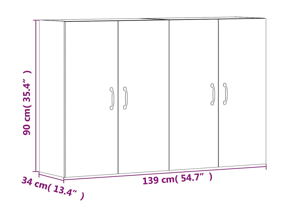 Armadietti a Parete 2 pz Neri in Legno Multistrato