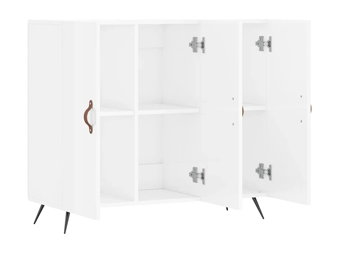 Dressoir 90x34x80 cm bewerkt hout hoogglans wit