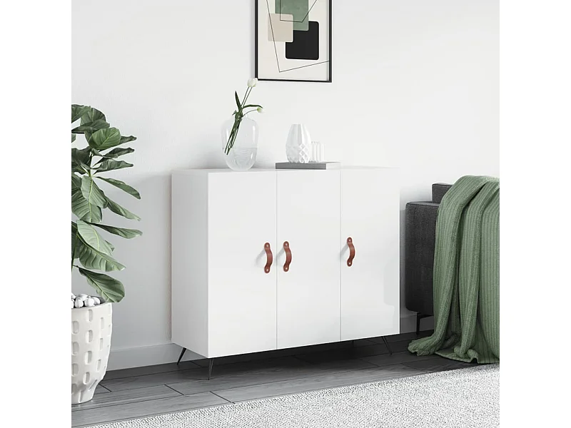 Dressoir 90x34x80 cm bewerkt hout hoogglans wit