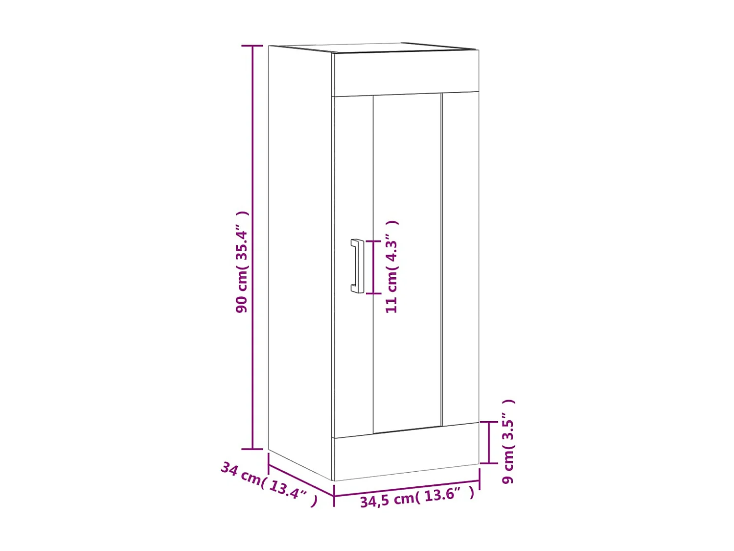Wandschrank Sonoma-Eiche 34,5x34x90 cm Holzwerkstoff