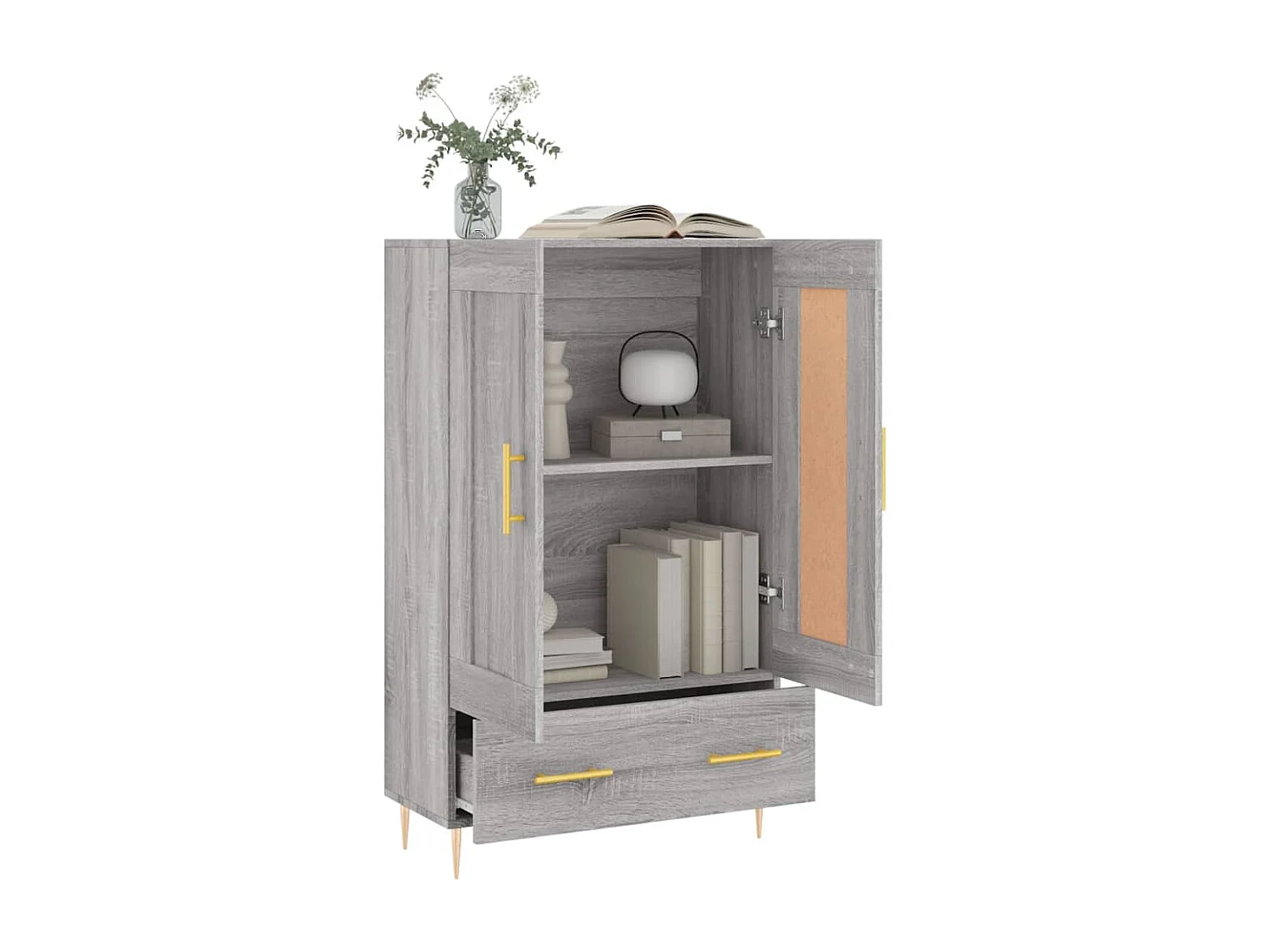Buffet haut sonoma gris 69,5x31x115 cm bois d'ingénierie