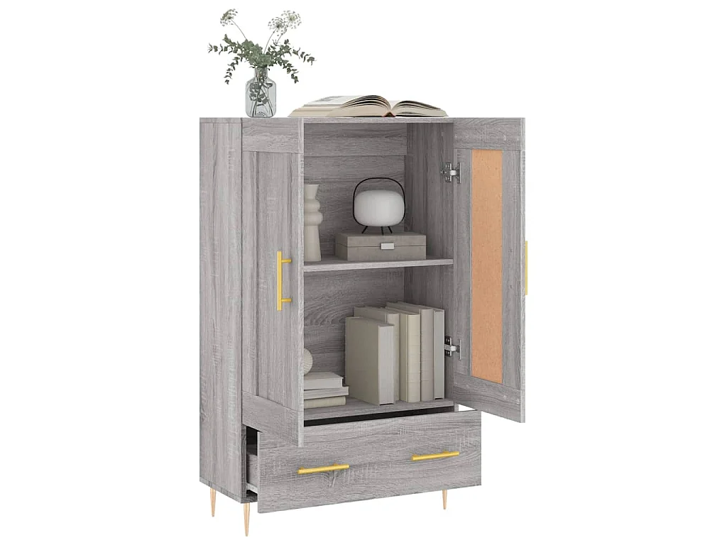 Buffet haut sonoma gris 69,5x31x115 cm bois d'ingénierie