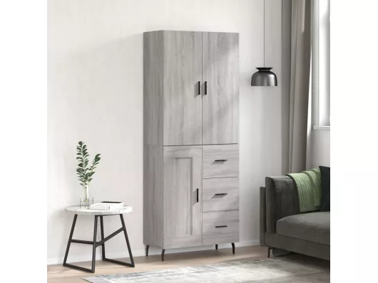 Kauf Unique Highboard Grau Sonoma 69,5x34x180 cm Holzwerkstoff