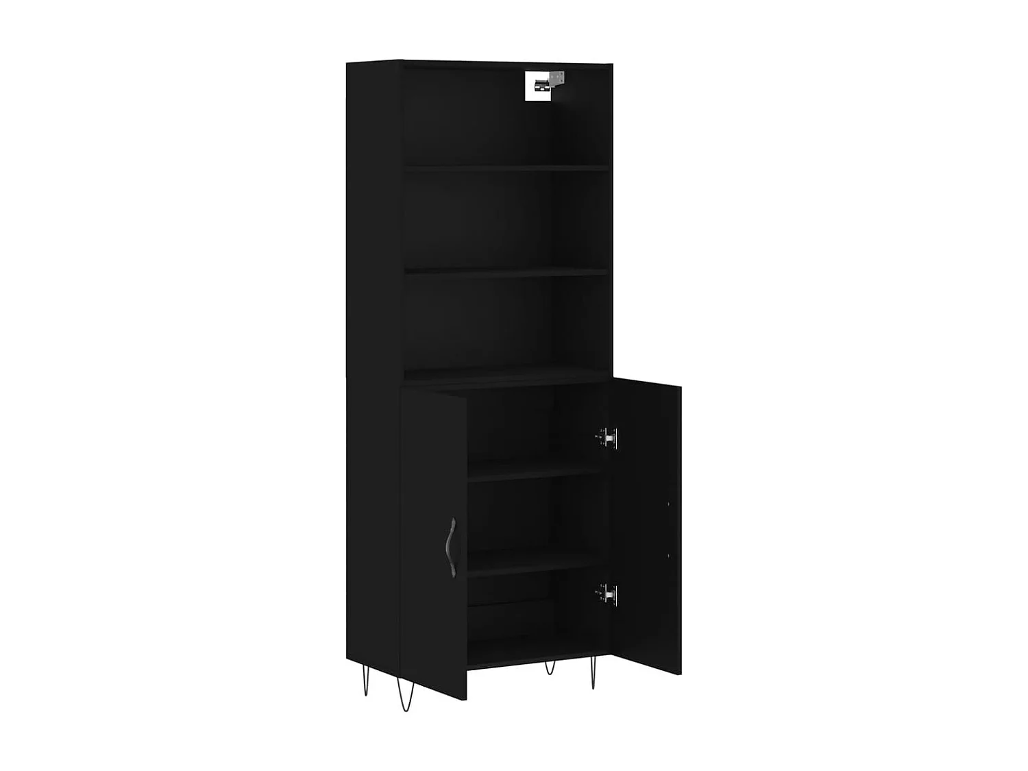 Hoge kast 69,5x34x180 cm bewerkt hout zwart