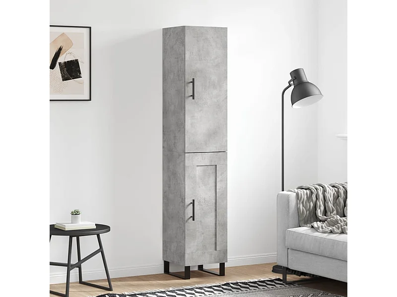 Credenza Grigio Cemento 34,5x34x180 cm in Legno Multistrato
