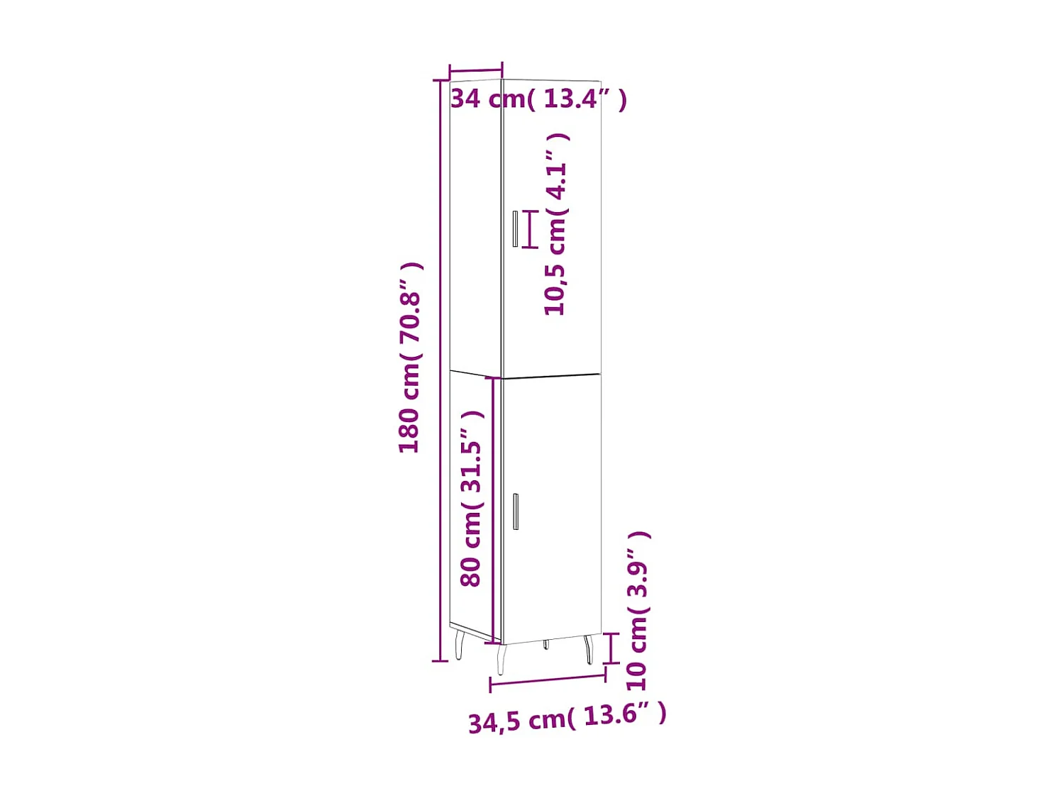Highboard Räuchereiche 34,5x34x180 cm Holzwerkstoff