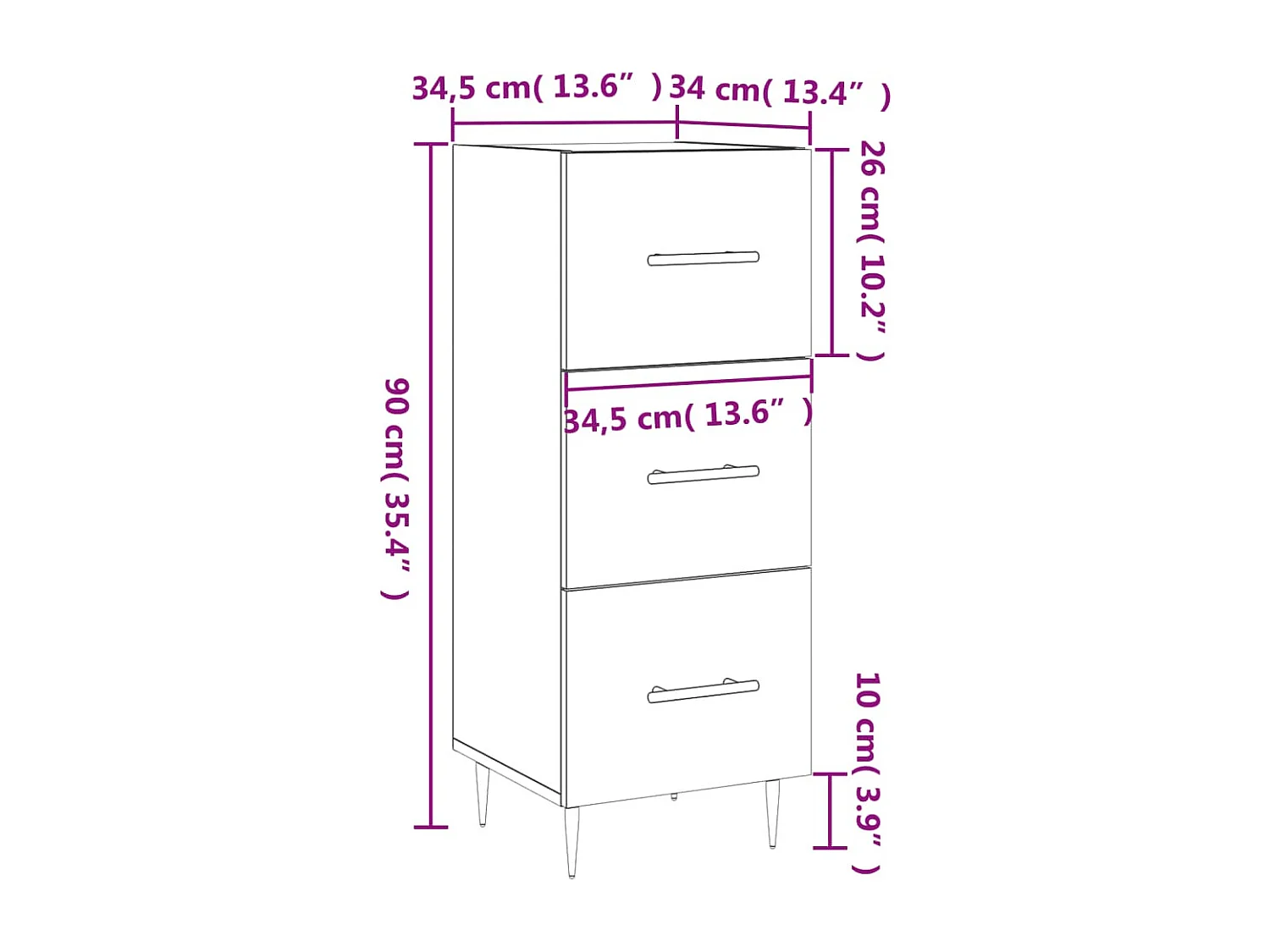Buffet Chêne fumé 34,5x34x90 cm Bois d'ingénierie