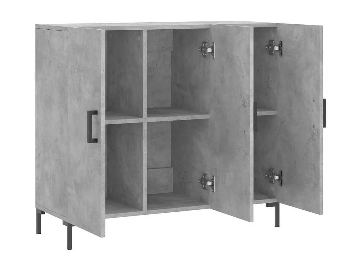 Buffet gris béton 90x34x80 cm bois d'ingénierie