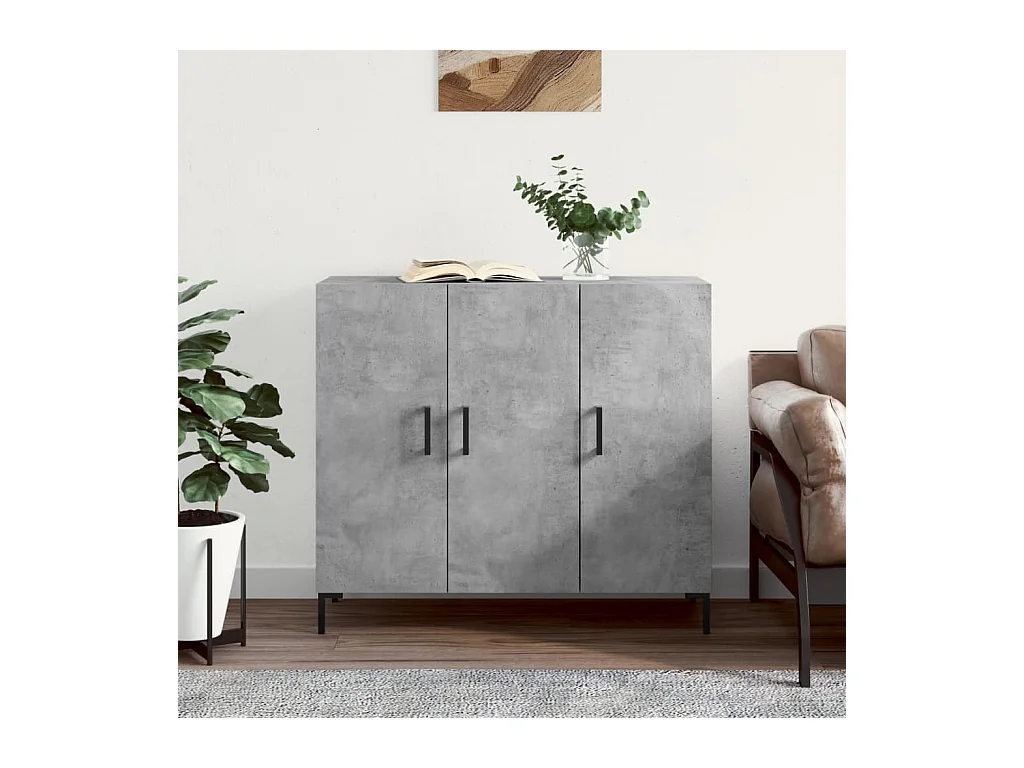 Buffet gris béton 90x34x80 cm bois d'ingénierie