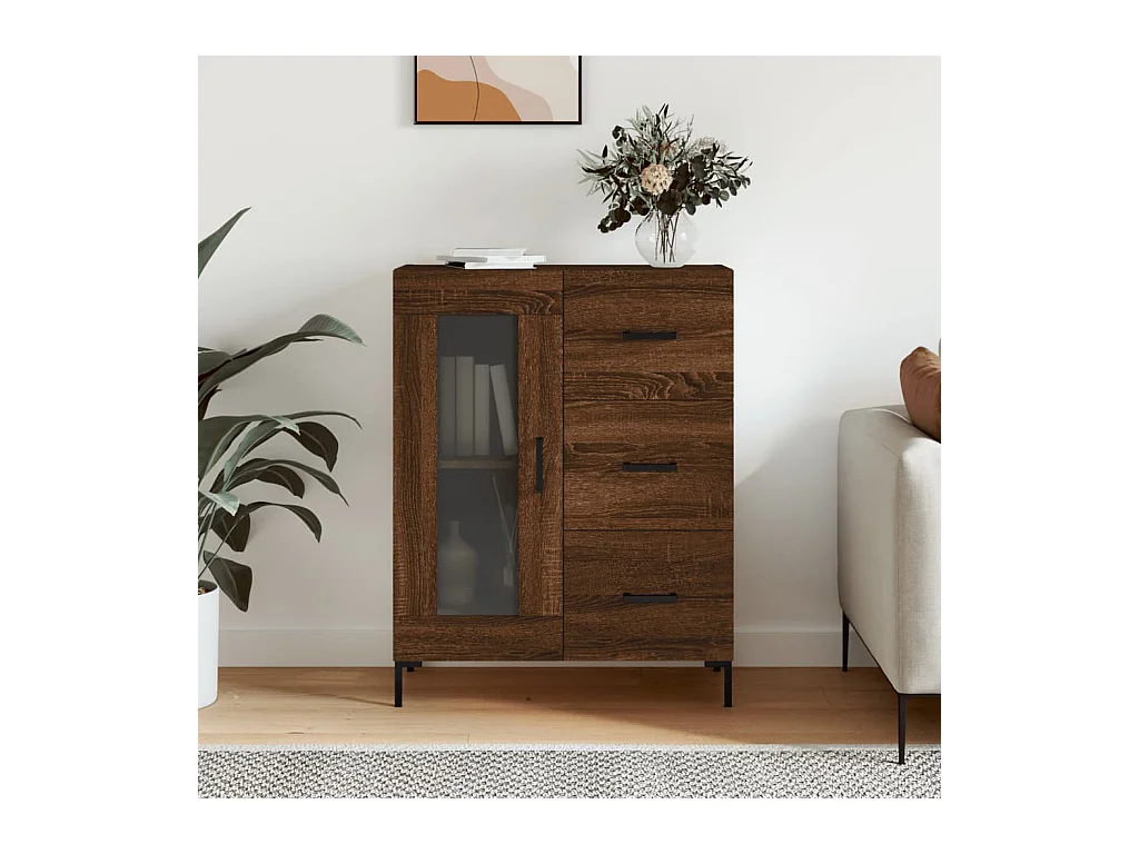 Dressoir 69,5x34x90 cm bewerkt hout bruin eikenkleur
