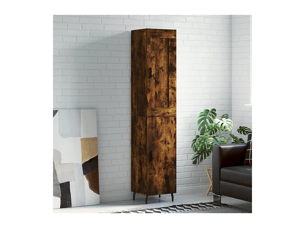 Buffet haut Chêne fumé 34,5x34x180 cm Bois d'ingénierie