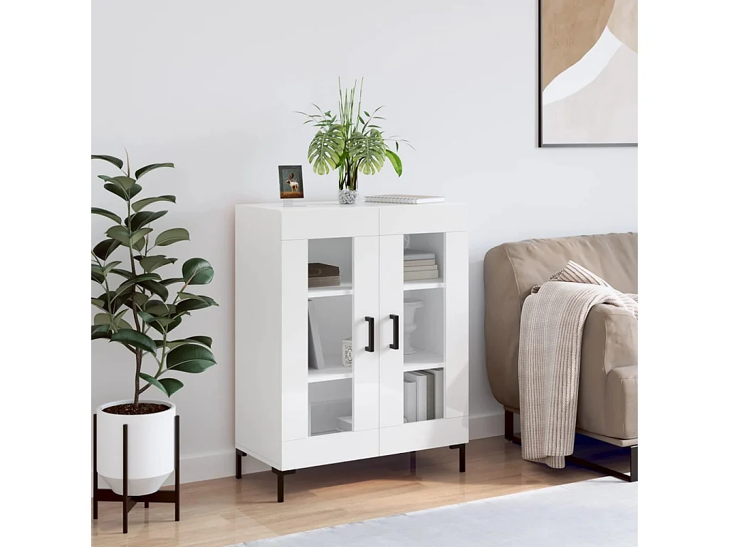 Sideboard Hochglanz-Weiß 69,5x34x90 cm Holzwerkstoff