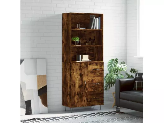 Kauf Unique Highboard Räuchereiche 69,5x34x180 cm Holzwerkstoff