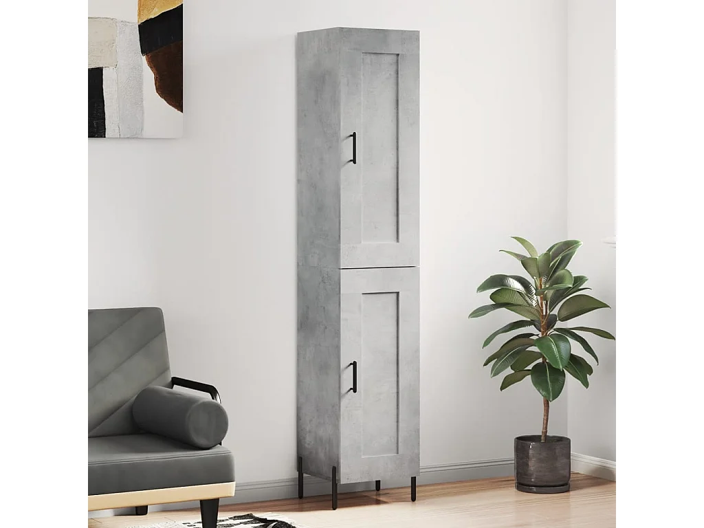 Credenza Grigio Cemento 34,5x34x180 cm in Legno Multistrato