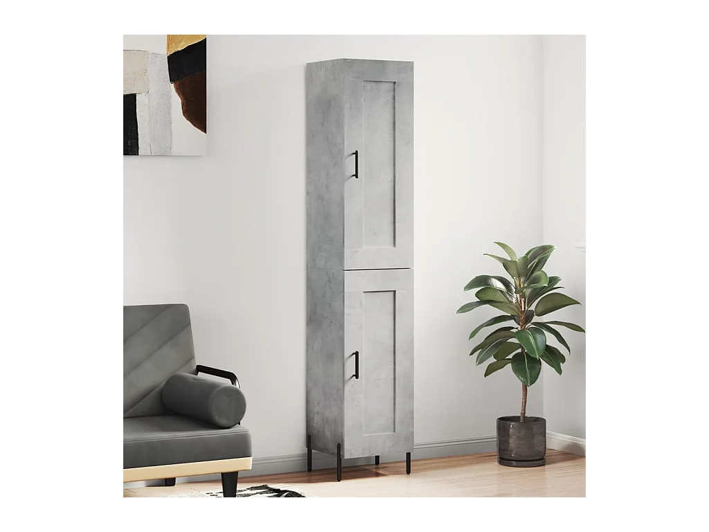 Buffet haut Gris béton 34,5x34x180 cm Bois d'ingénierie