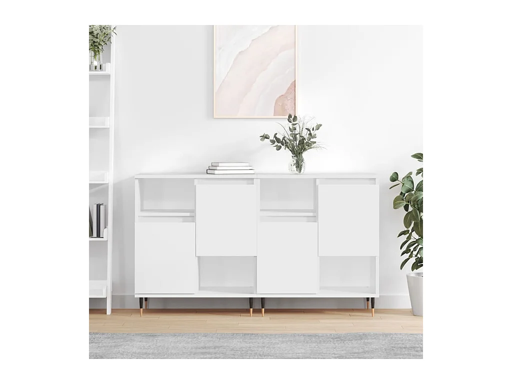 Buffets 2 pcs blanc bois d'ingénierie