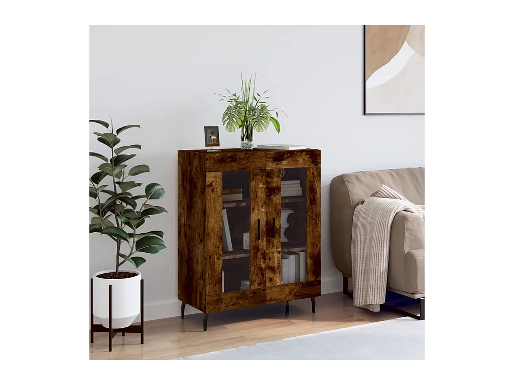 Credenza Rovere Fumo 69,5x34x90 cm in Legno Multistrato