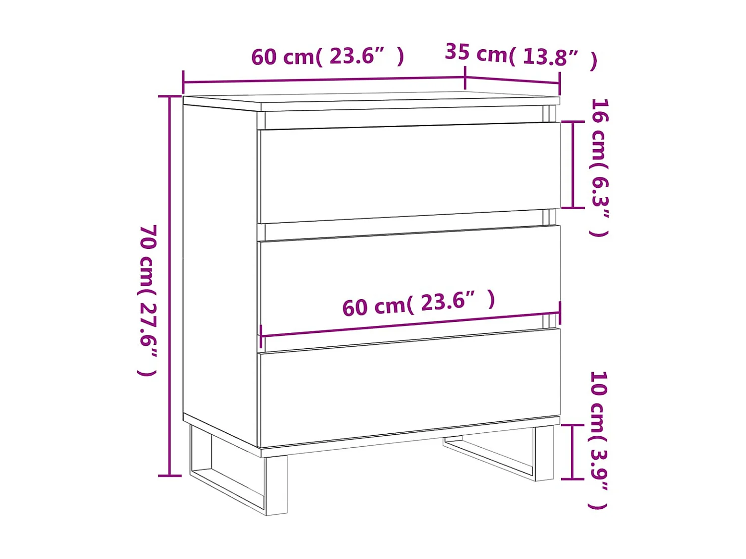 Buffet Chêne fumé 60x35x70 cm Bois d'ingénierie