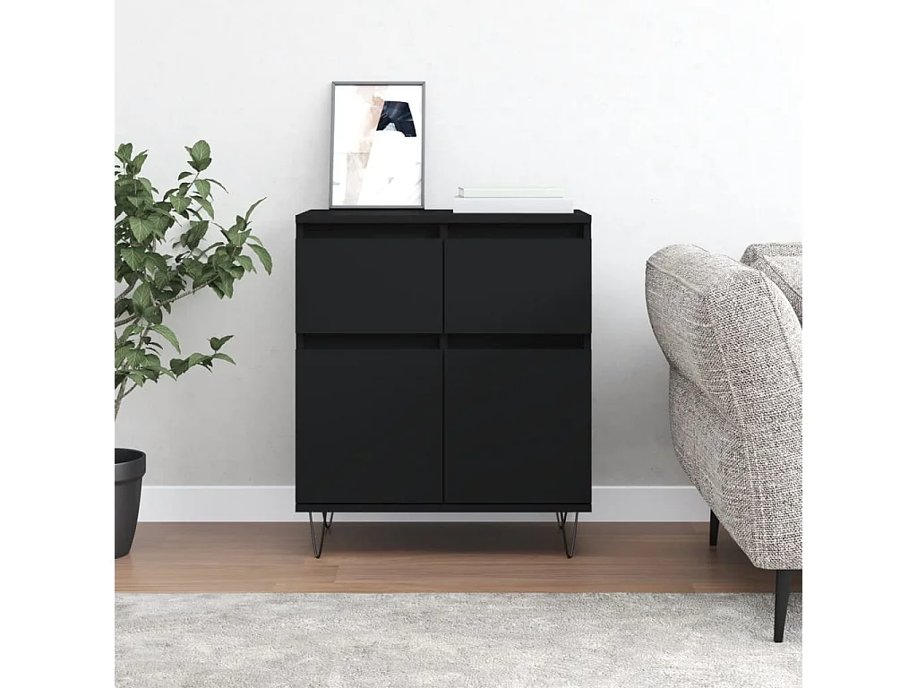 Credenza Nero 60x35x70 cm in Legno Multistrato