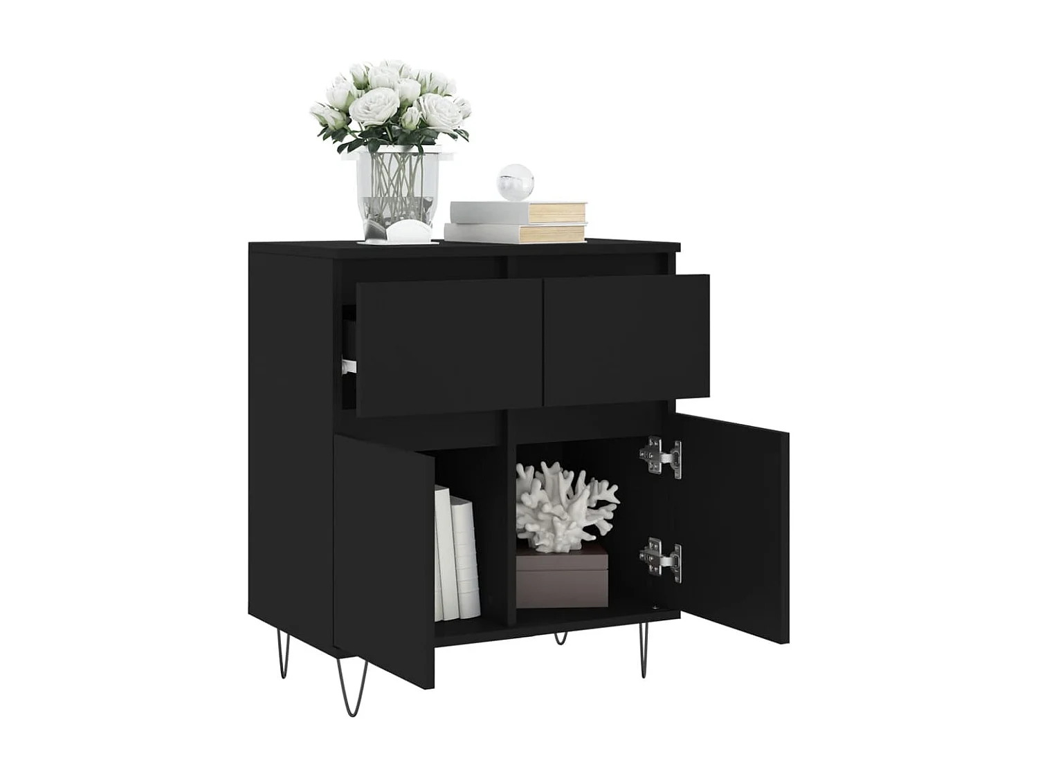Credenza Nero 60x35x70 cm in Legno Multistrato