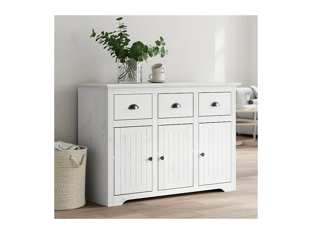 Buffet BODO blanc 115,5x44x80 cm bois massif de pin