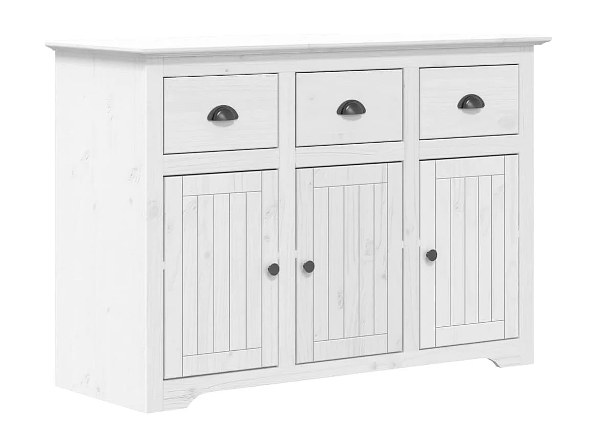 Buffet BODO blanc 115,5x44x80 cm bois massif de pin