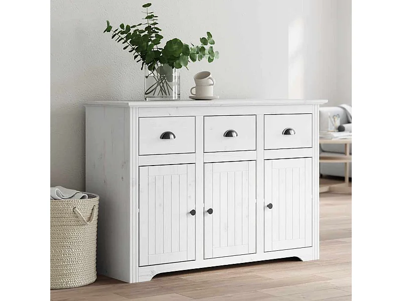 Buffet BODO blanc 115,5x44x80 cm bois massif de pin