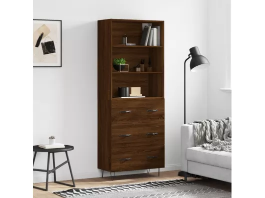 Kauf Unique Highboard Braun Eichen-Optik 69,5x34x180 cm Holzwerkstoff