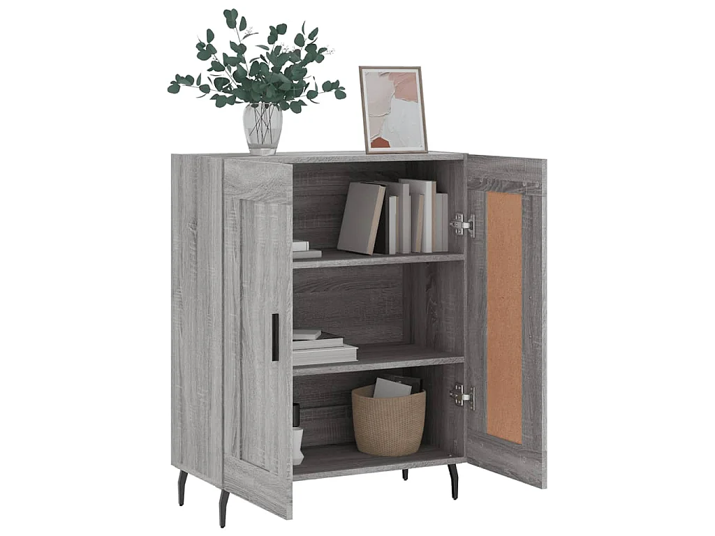 Dressoir 69,5x34x90 cm bewerkt hout grijs sonoma eikenkleurig