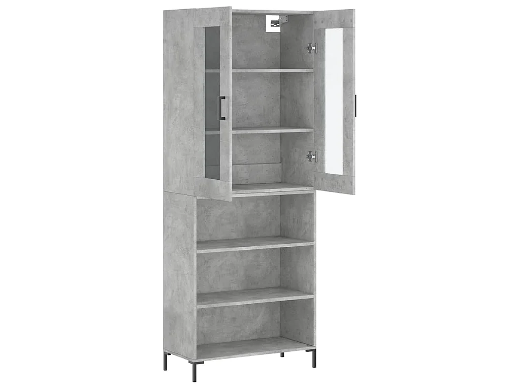 Buffet haut Gris béton 69,5x34x180 cm Bois d'ingénierie