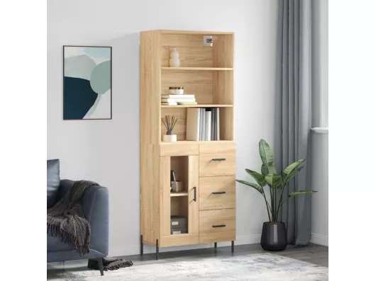 Kauf Unique Highboard Sonoma-Eiche 69,5x34x180 cm Holzwerkstoff