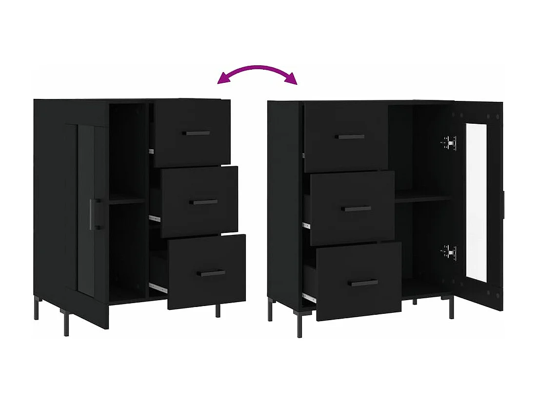 Buffet noir 69,5x34x90 cm bois d'ingénierie