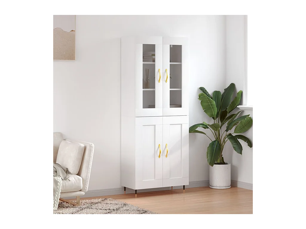 Buffet haut Blanc 69,5x34x180 cm Bois d'ingénierie