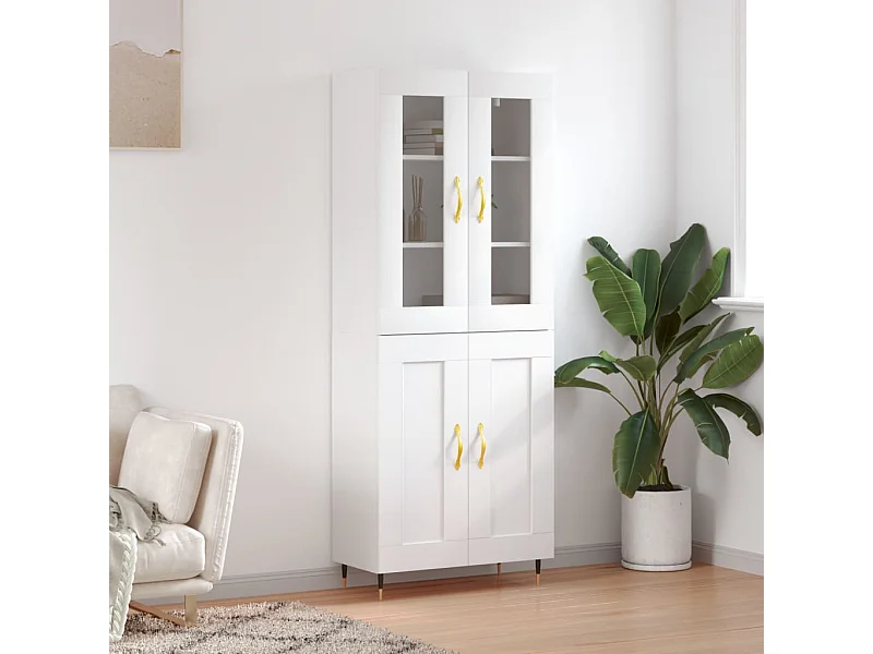 Buffet haut Blanc 69,5x34x180 cm Bois d'ingénierie