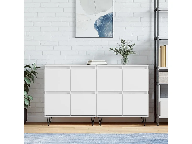 Sideboards 2 Stk. Weiß Holzwerkstoff