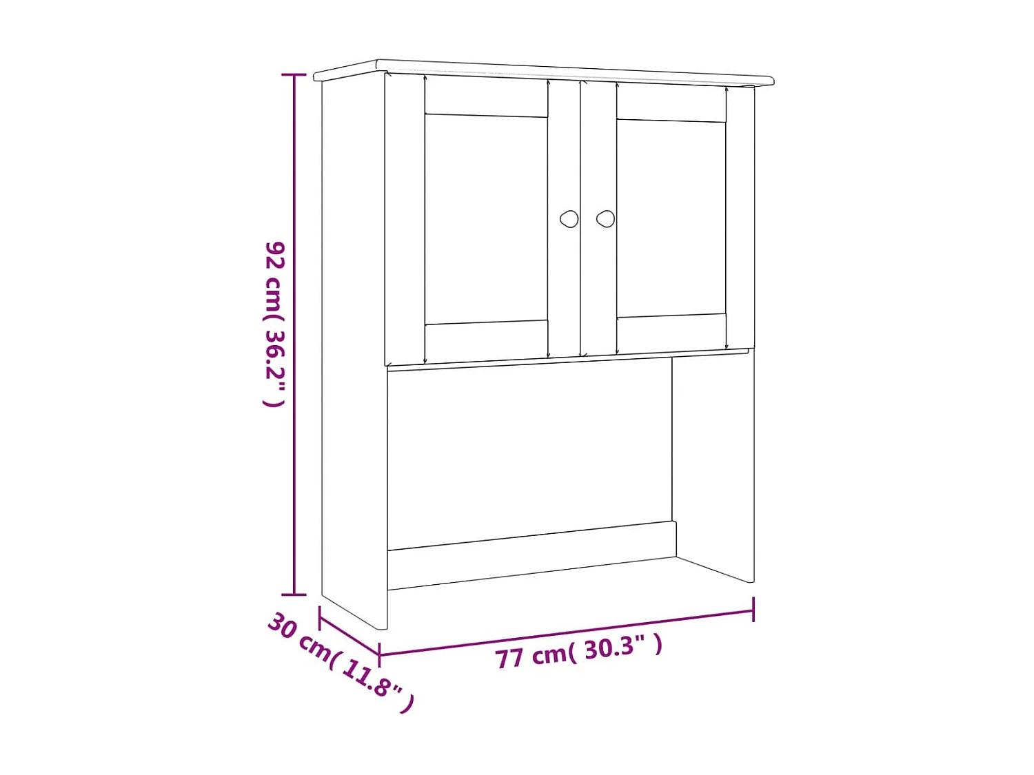 Dessus de commode ALTA blanc 77x30x92 cm bois massif de pin