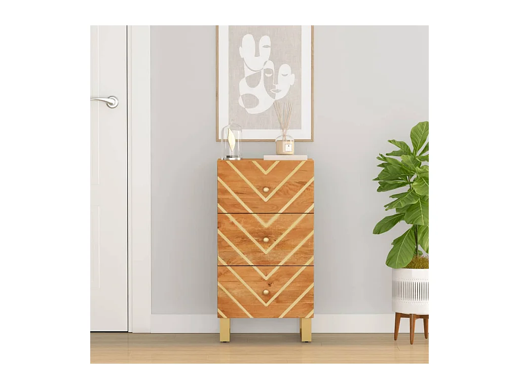 Armoire latérale marron et noir 40x33,5x75 cm bois de manguier