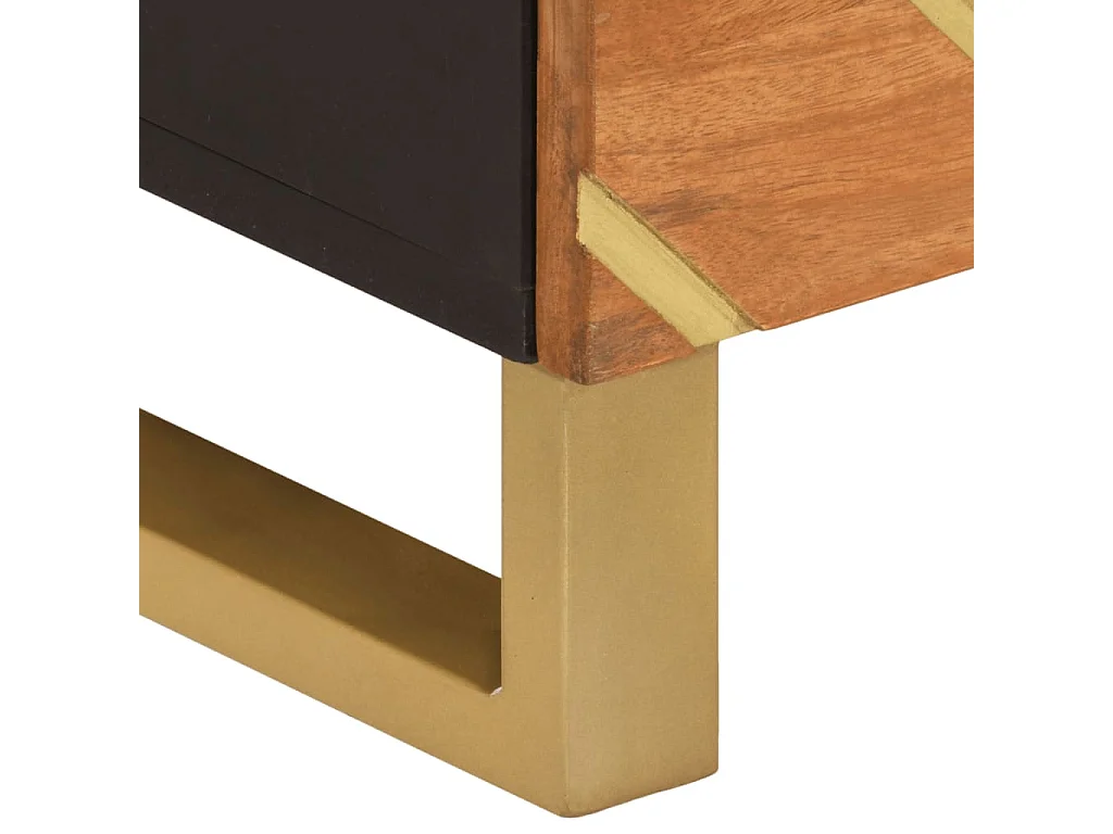 Armoire latérale marron et noir 40x33,5x75 cm bois de manguier