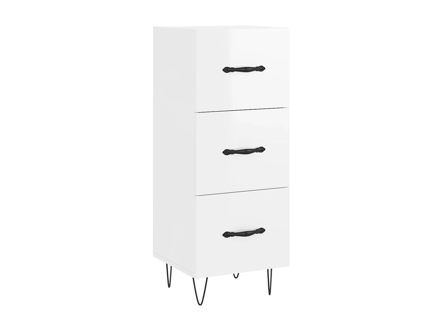 Buffet Blanc brillant 34,5x34x90 cm Bois d'ingénierie