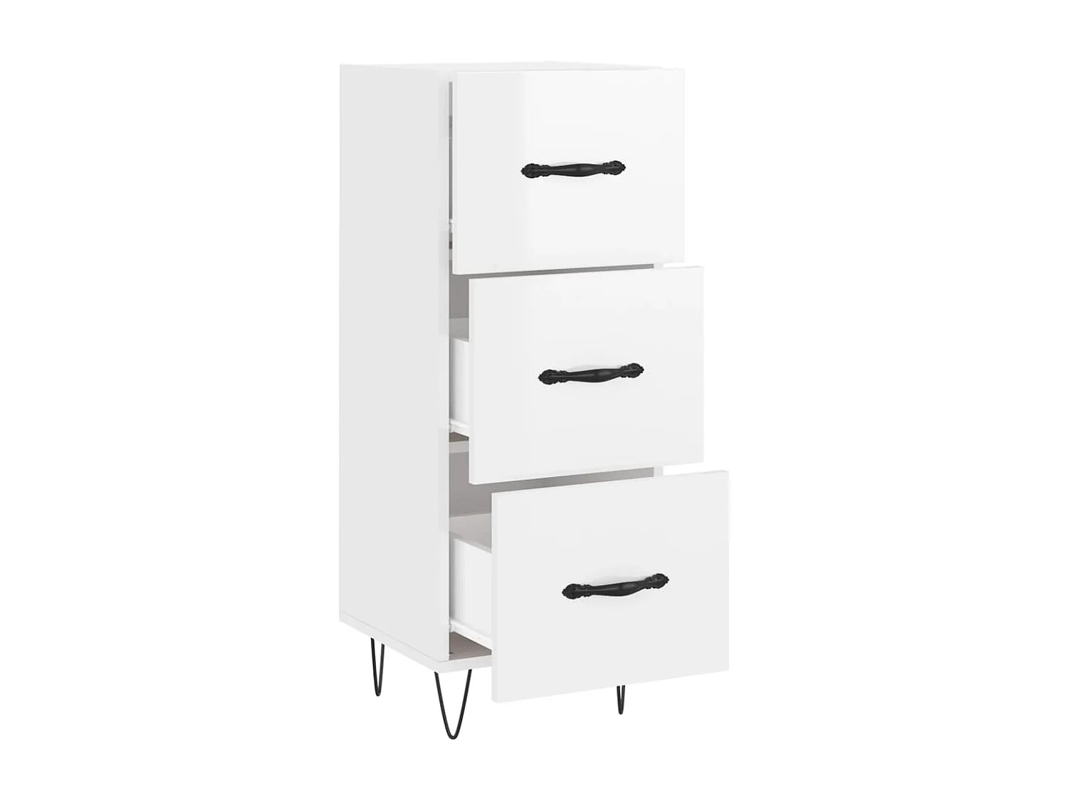 Credenza Bianco Lucido 34,5x34x90 cm in Legno Multistrato