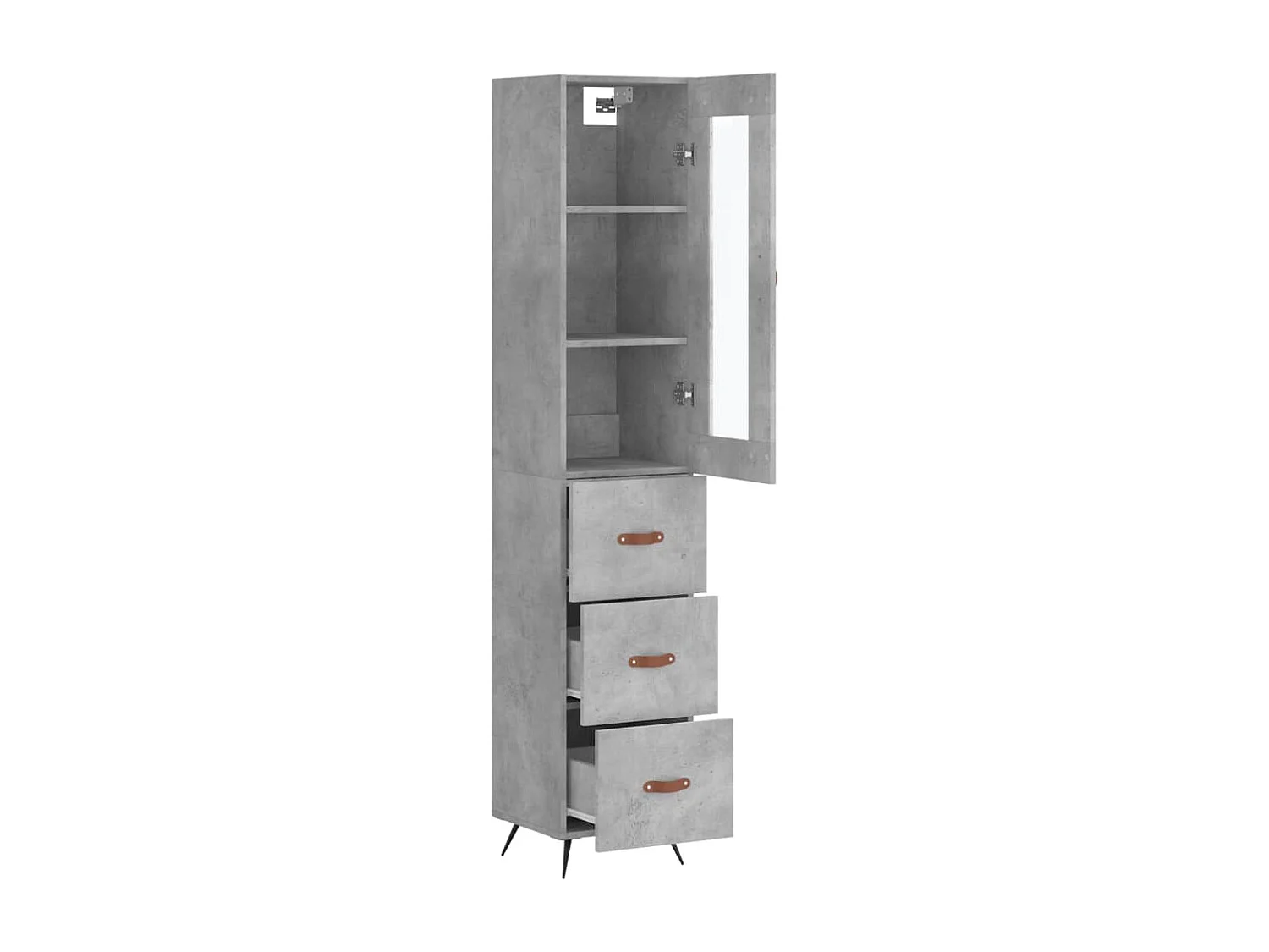 Buffet haut Gris béton 34,5x34x180 cm Bois d'ingénierie
