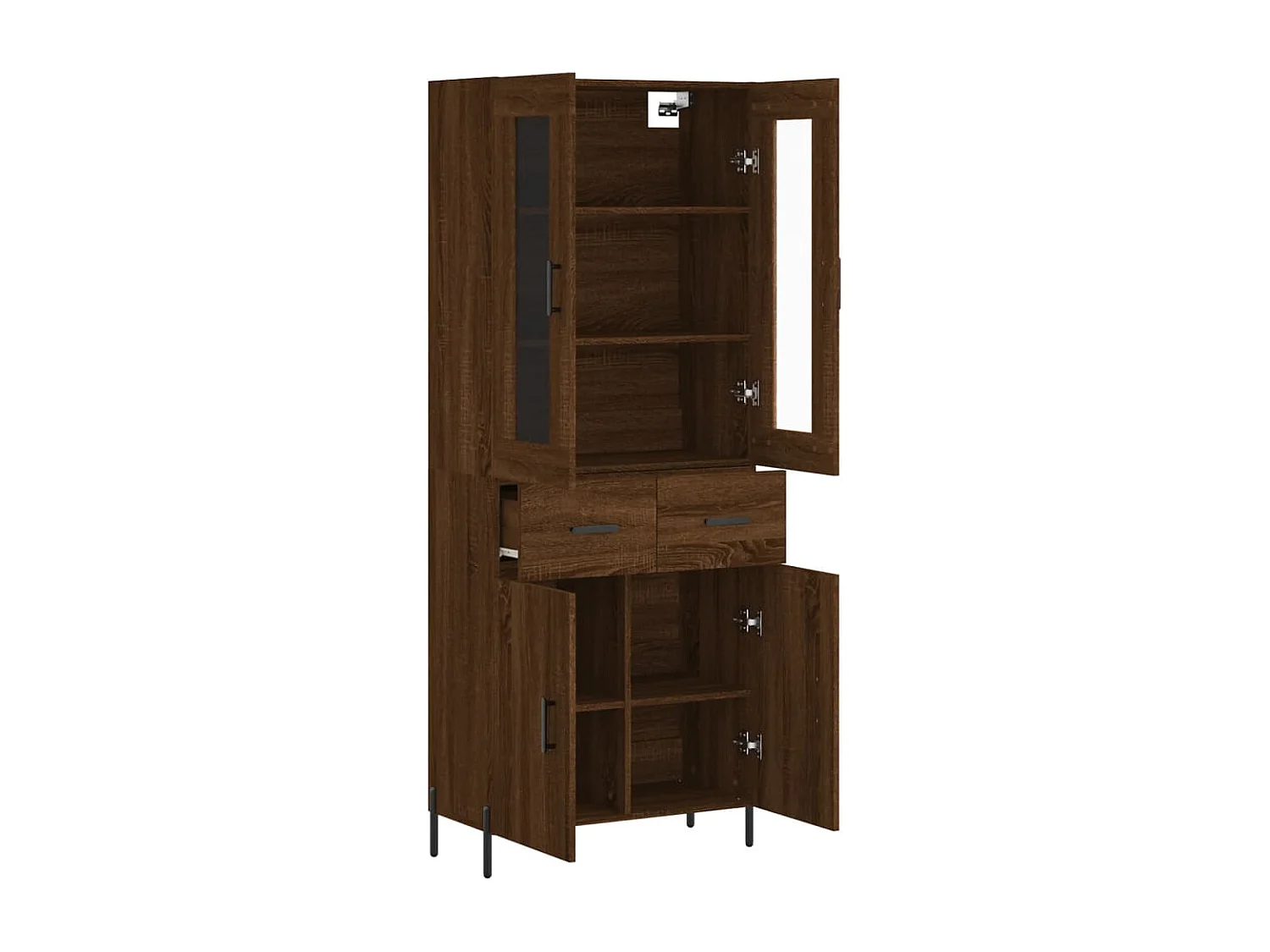 Hoge kast 69,5x34x180 cm bewerkt hout bruin eikenkleur