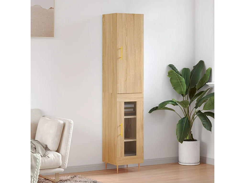 Hoge kast 34,5x34x180 cm bewerkt hout sonoma eikenkleurig