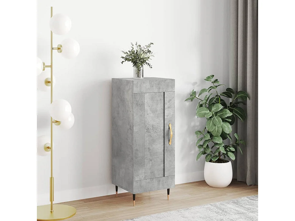 Aparador de madera contrachapada gris hormigón 34,5x34x90 cm