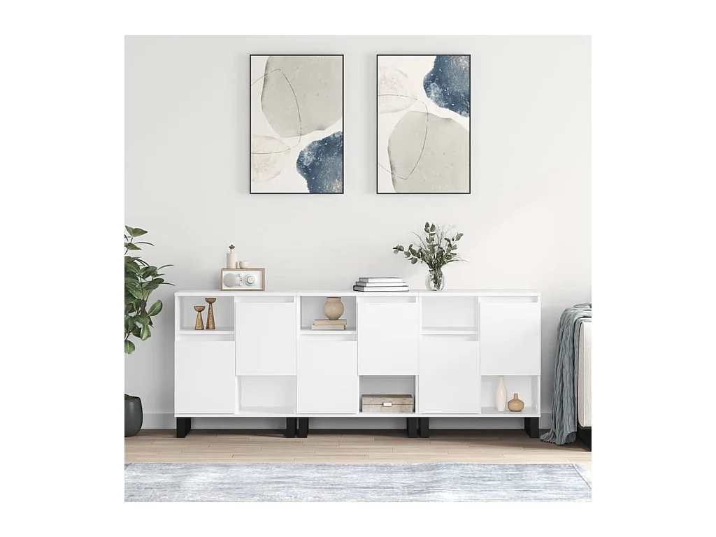 Buffets 3 pcs Blanc Bois d'ingénierie