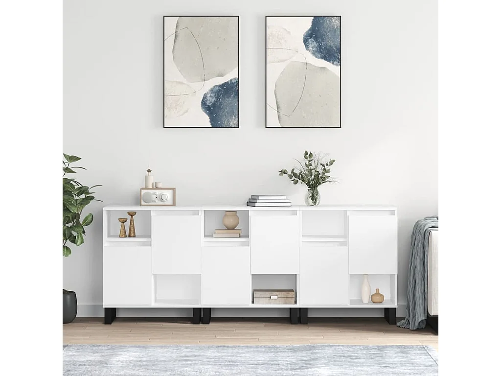 Buffets 3 pcs Blanc Bois d'ingénierie