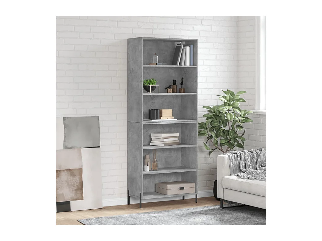 Buffet gris béton 69,5x32,5x180 cm bois d'ingénierie
