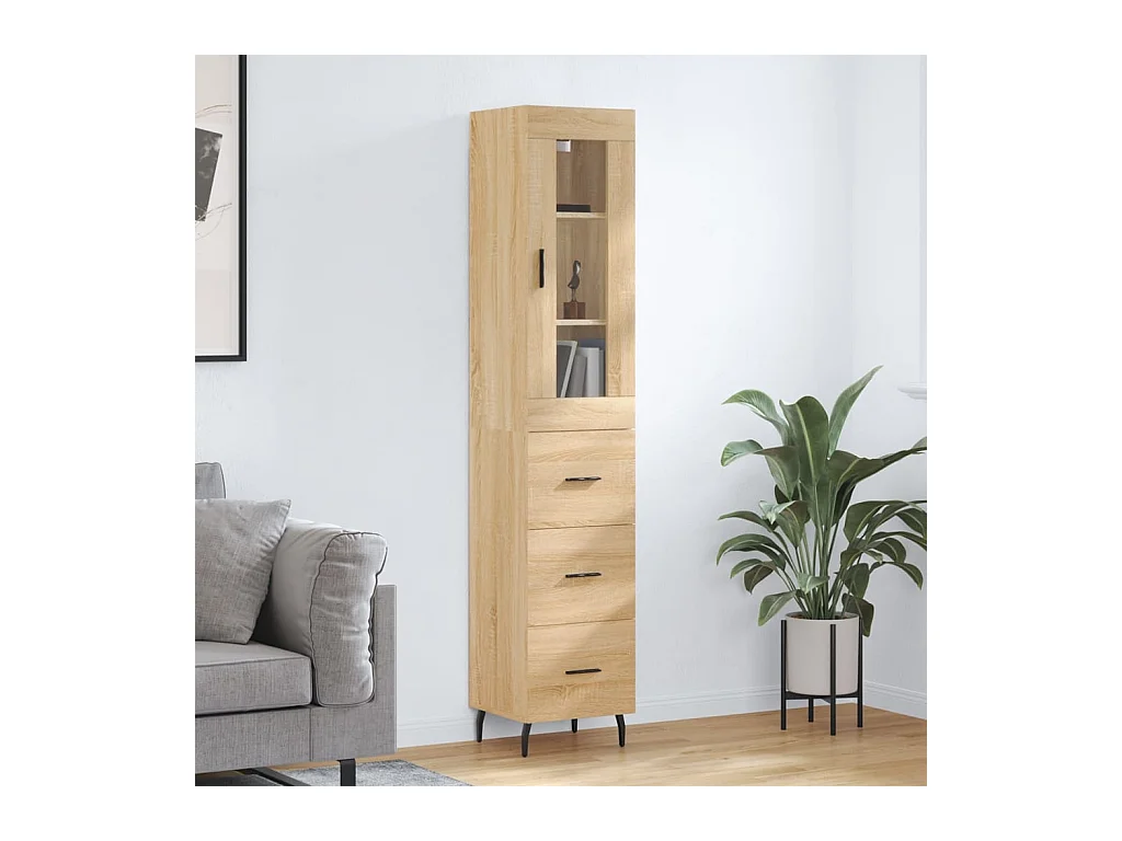 Buffet haut Chêne sonoma 34,5x34x180 cm Bois d'ingénierie